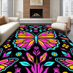 Bold Butterfly Floral Pattern Rug