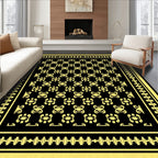 Black And Yellow Abstract Geometric Pattern Rug