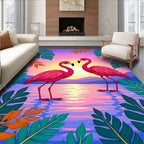 Tropical Flamingo Sunset Paradise Rug