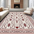 Crimson Ivory Art Deco Geometric Rug