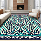 Abstract Geo Lines Teal Design Rug