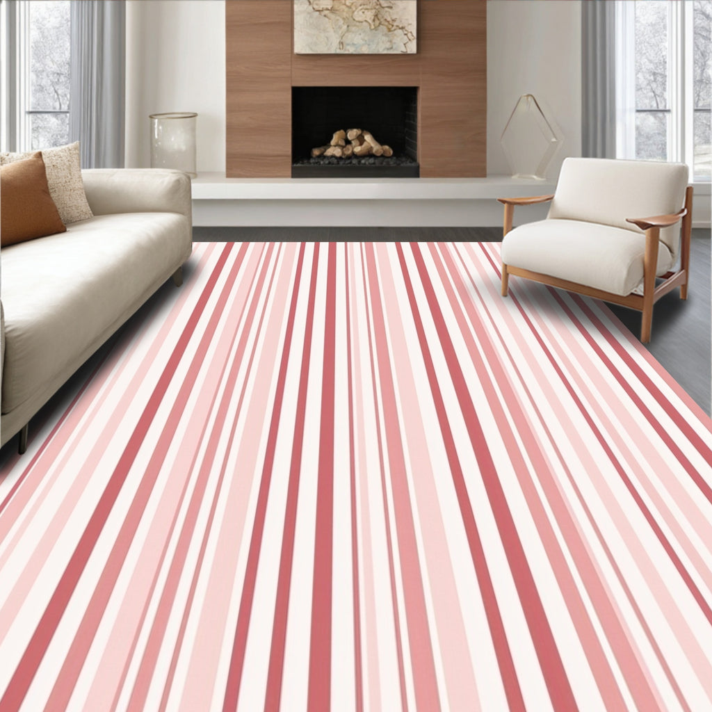 Pink Soft Stripe Pattern Design Rug
