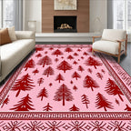 Deep Red Pine Forest Pink Blanket Rug
