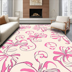 Pink Floral Swirl Pattern Rug