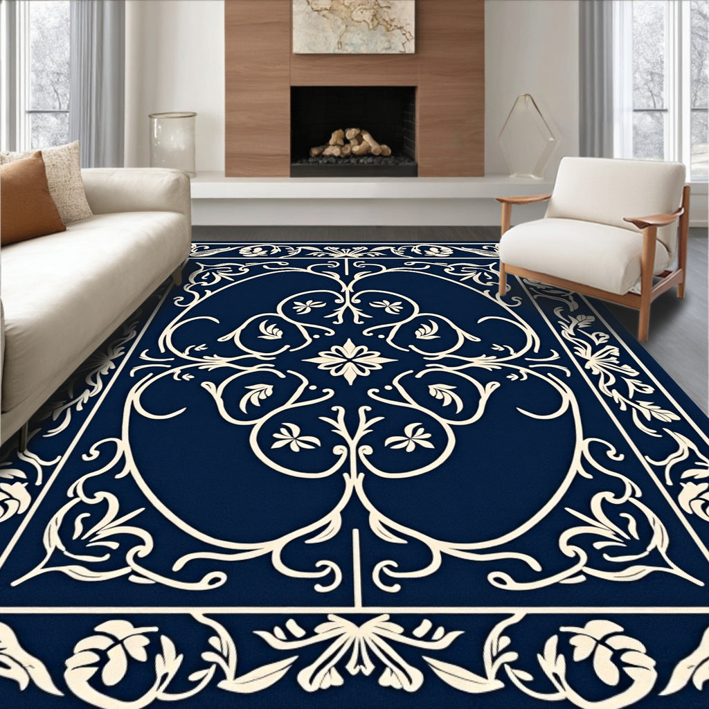 Classic Floral Vine Border Design Rug