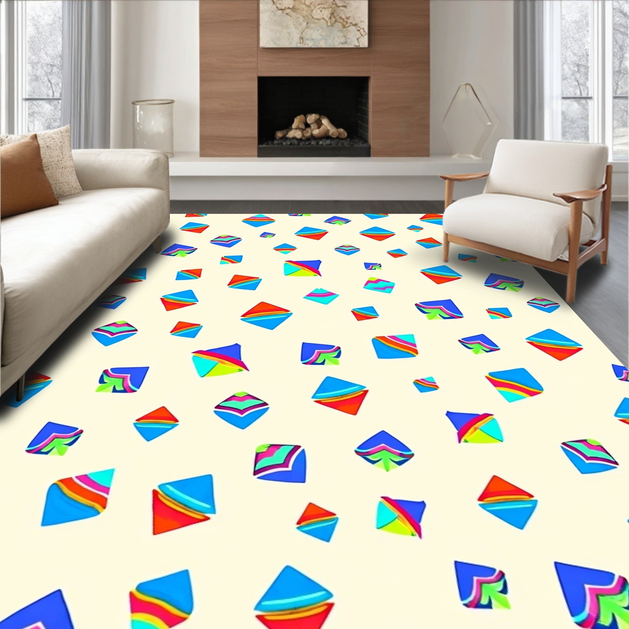 Abstract Colorful Diamond Pattern Rug