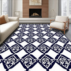 Bold Indigo Diamond Medallion Pattern Rug