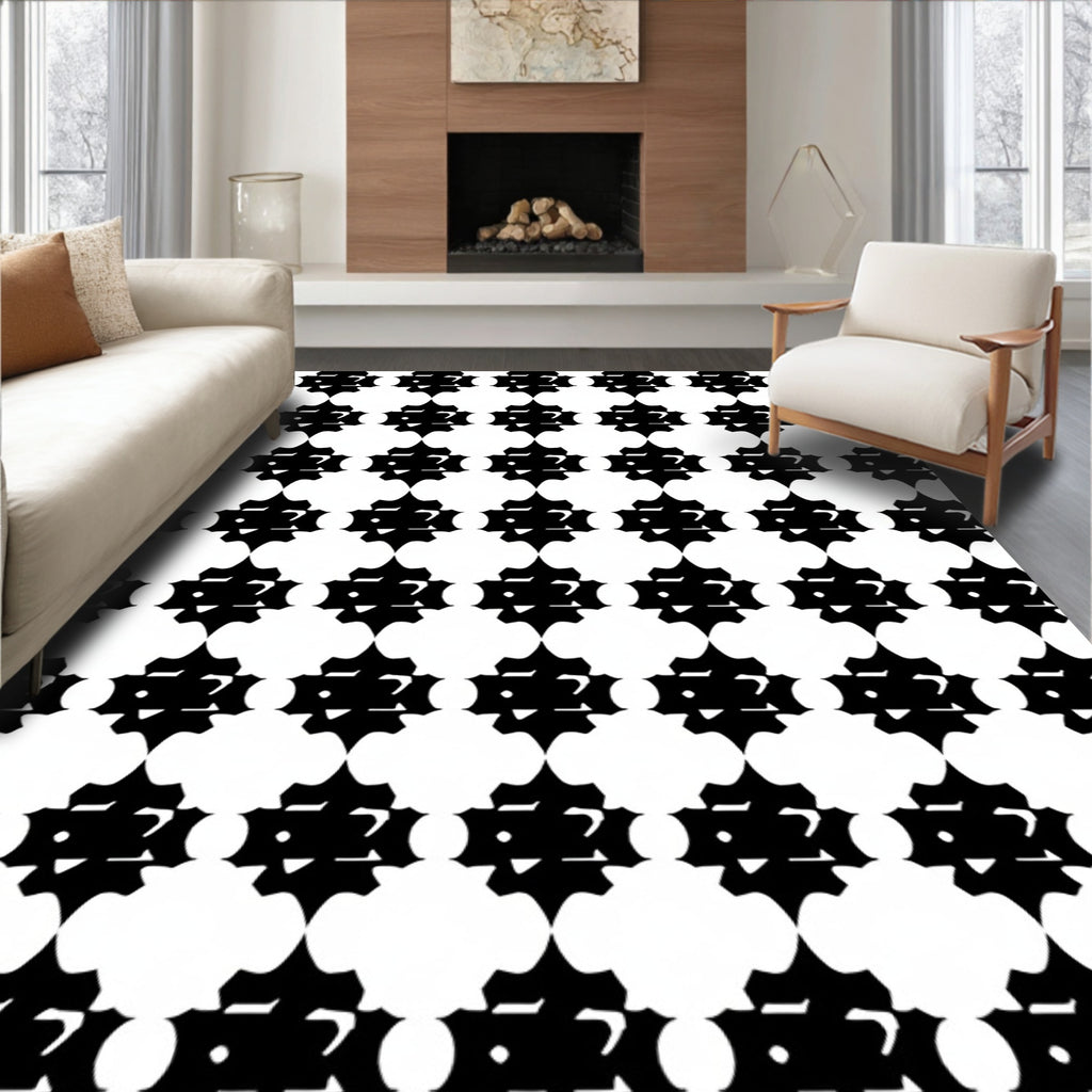 Black And White Star Pattern Design Rug
