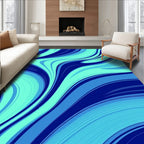 Aqua Blue Swirl Abstract Design Rug