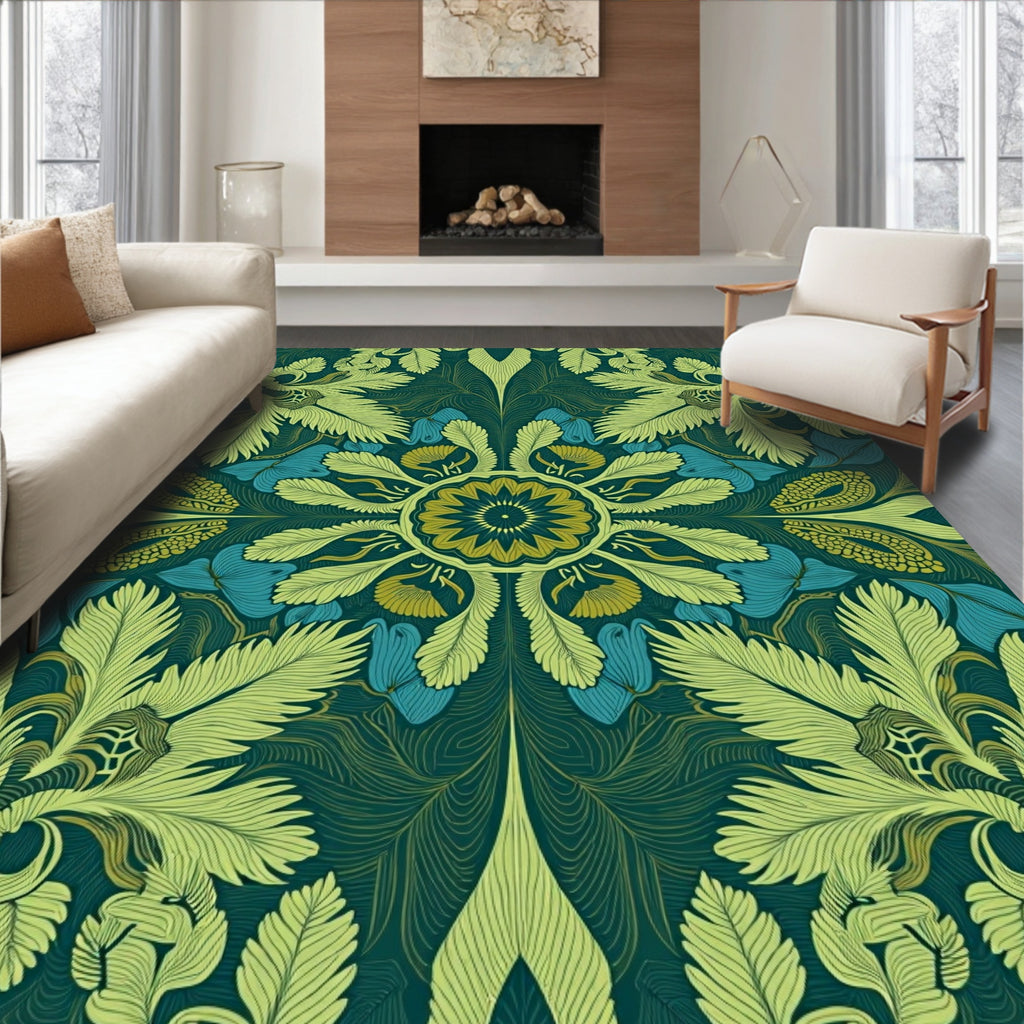 Intricate Floral Symmetry Design Rug