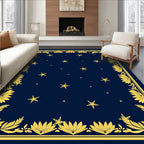 Golden Floral Border Starry Night Rug