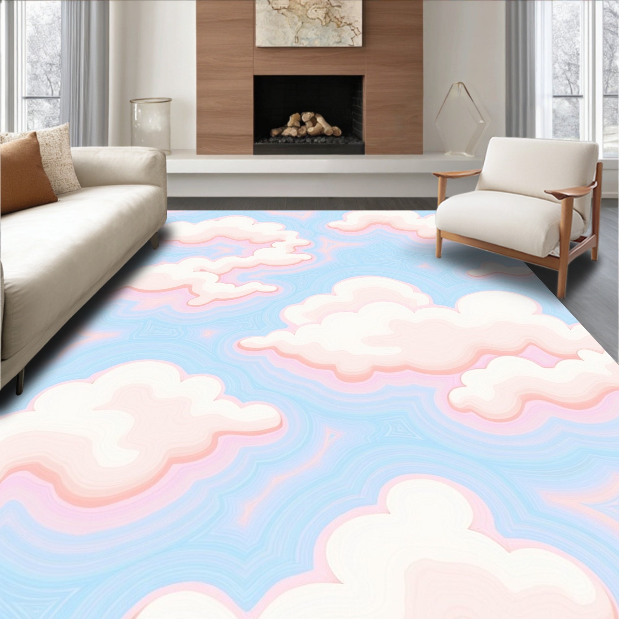 Pastel Clouds Dreamy Pattern Rug