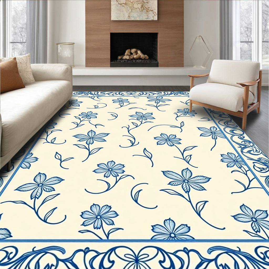 Floral Vine Border Classic Pattern Rug