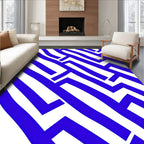 Bold Blue Intersecting Lines Abstract Pattern Rug