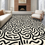 Bold Abstract Labyrinth Line Pattern Rug