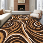 Dark Brown Swirl Abstract Pattern Rug