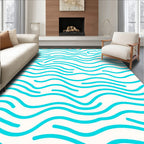 Aqua Wavy Abstract Pattern Rug