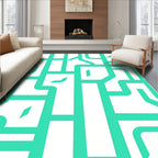 Modern Geometric Aqua Lines Rug