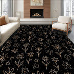 Delicate Floral Sketch Pattern Rug
