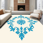 Classic Blue Floral Medallion Pattern Rug