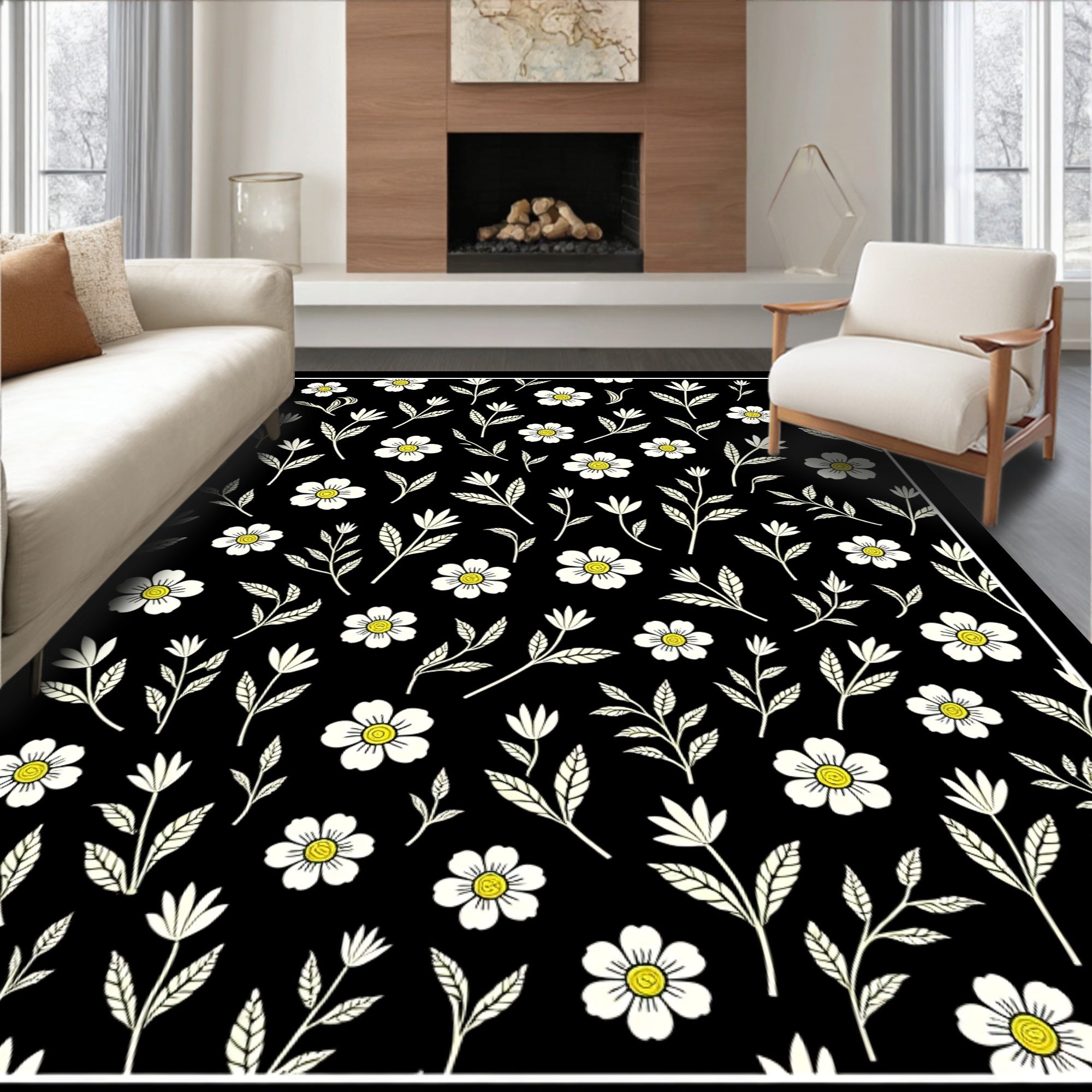 Whimsical Floral Pattern Rug