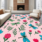 Dragonfly Flower Garden Pattern Rug