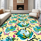 Tidal Blue Abstract Floral Pattern Rug