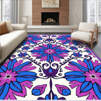 Vibrant Floral Patterned Swirl Design Rug