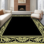 Ornate Yellow Floral Frame Design Rug