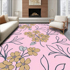 Blush Pink Floral Branch Design Rug