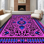 Bold Pink Skull Floral Border Rug