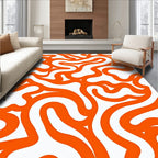 Orange Wavy Abstract Lines Pattern Rug