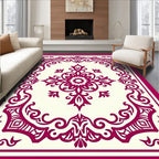 Elegant Crimson Floral Medallion Rug