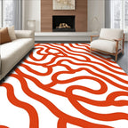 Bold Orange Wavy Line Design Rug