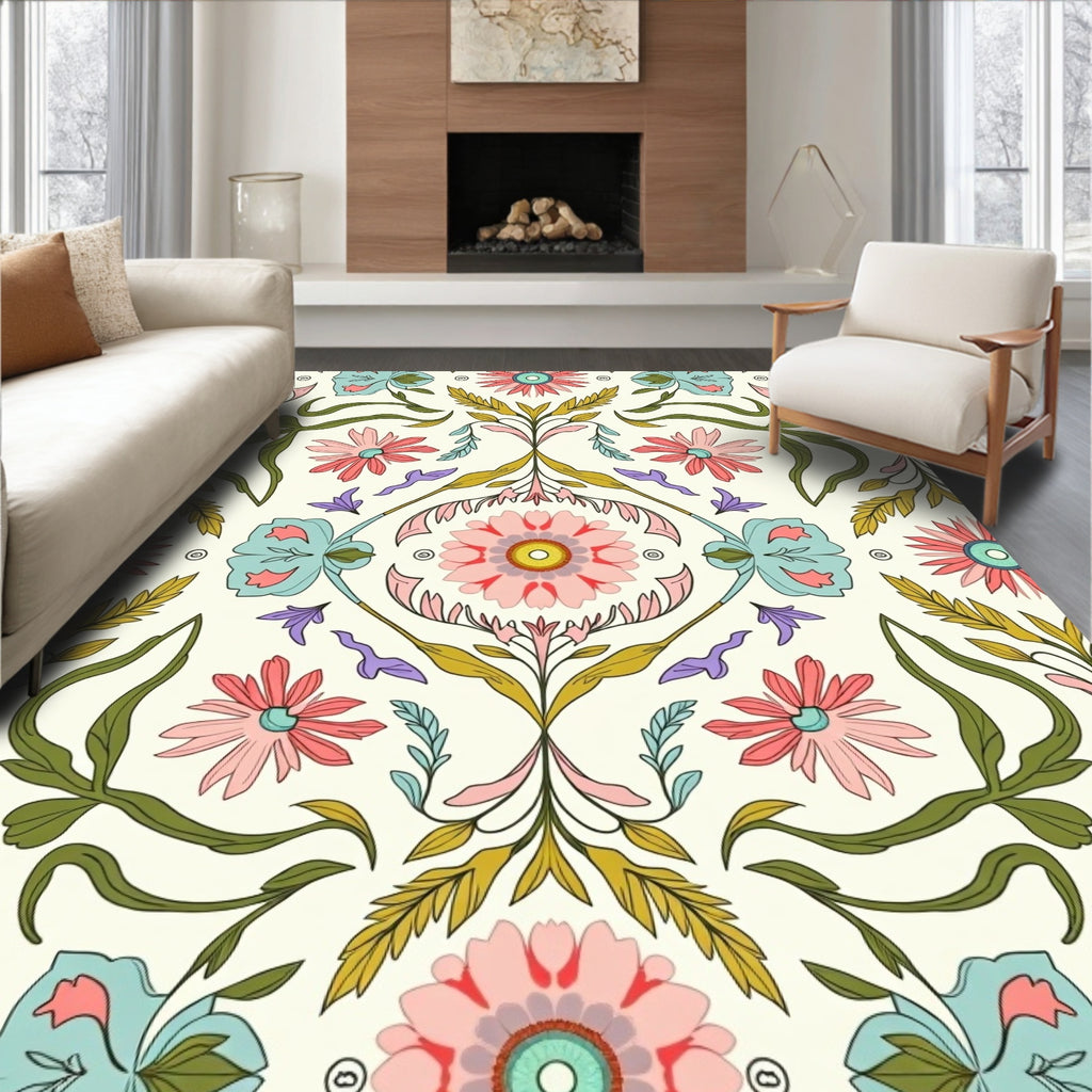 Vintage Floral Garden Pattern Rug