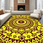 Intricate Yellow Maroon Mandala Design Rug