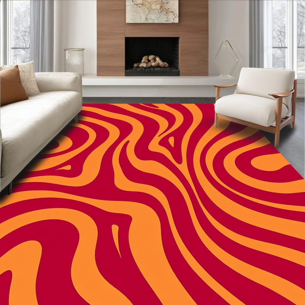 Bold Stripes Warped Abstract Pattern Rug