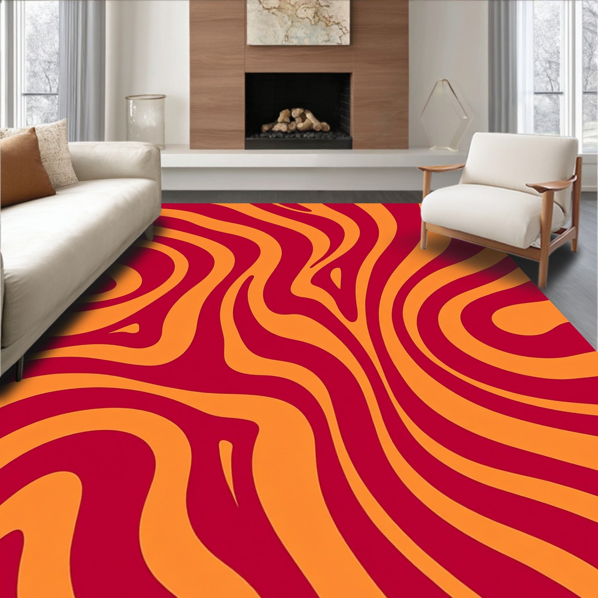 Bold Stripes Warped Abstract Pattern Rug