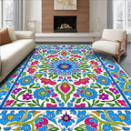 Vibrant Floral Mandala Pattern Design Rug