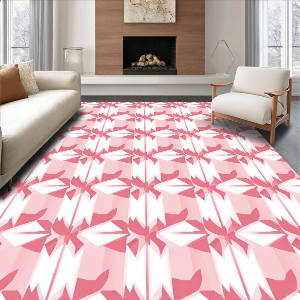 Pink Petal Geometric Pattern Rug