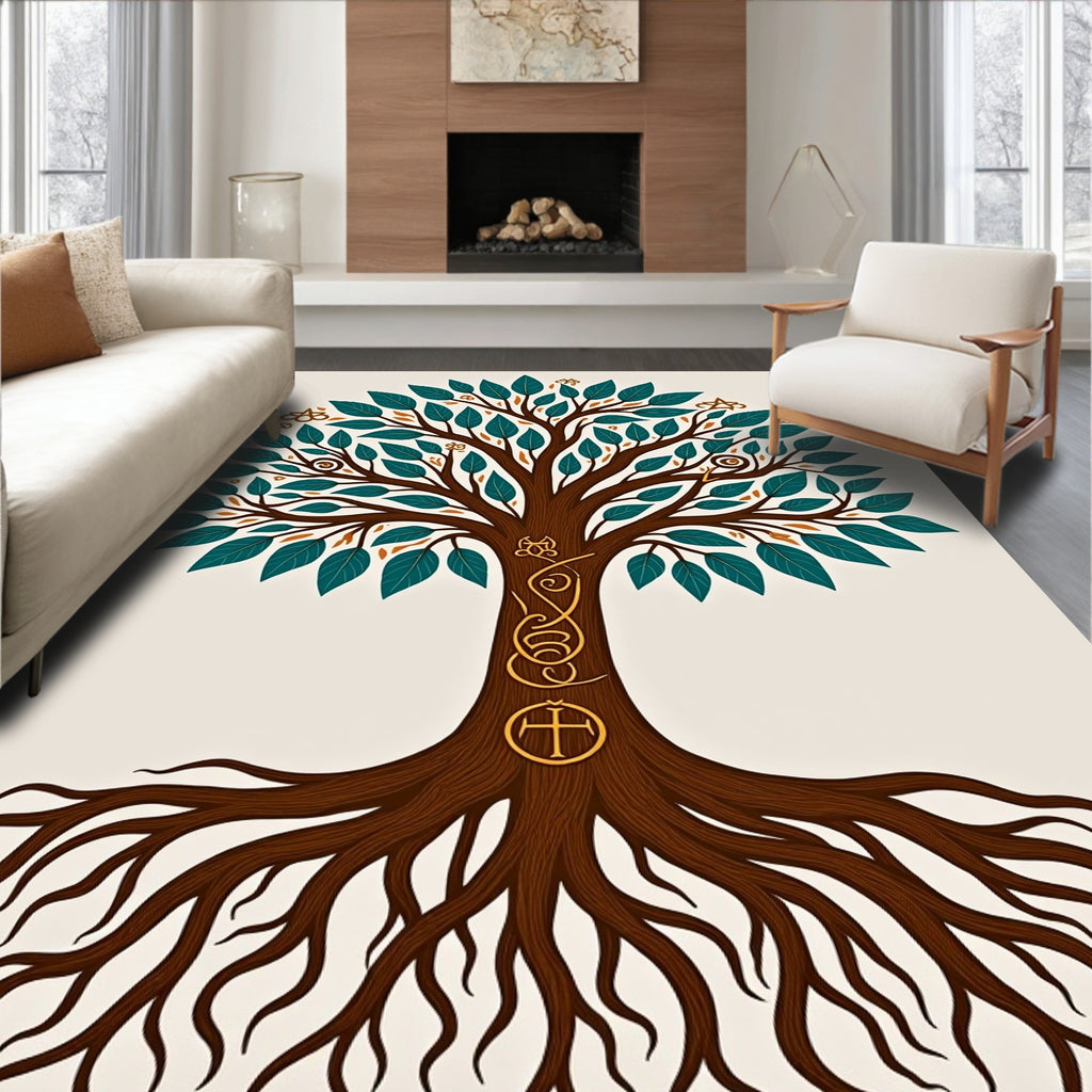 Whimsical Tree Of Life Pattern Rug