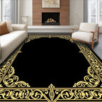 Gold Floral Interlace Decorative Border Rug