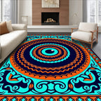 Vibrant Geometric Eye Mandala Pattern Rug