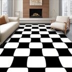 Black and White Soft Checkered Pattern Rug