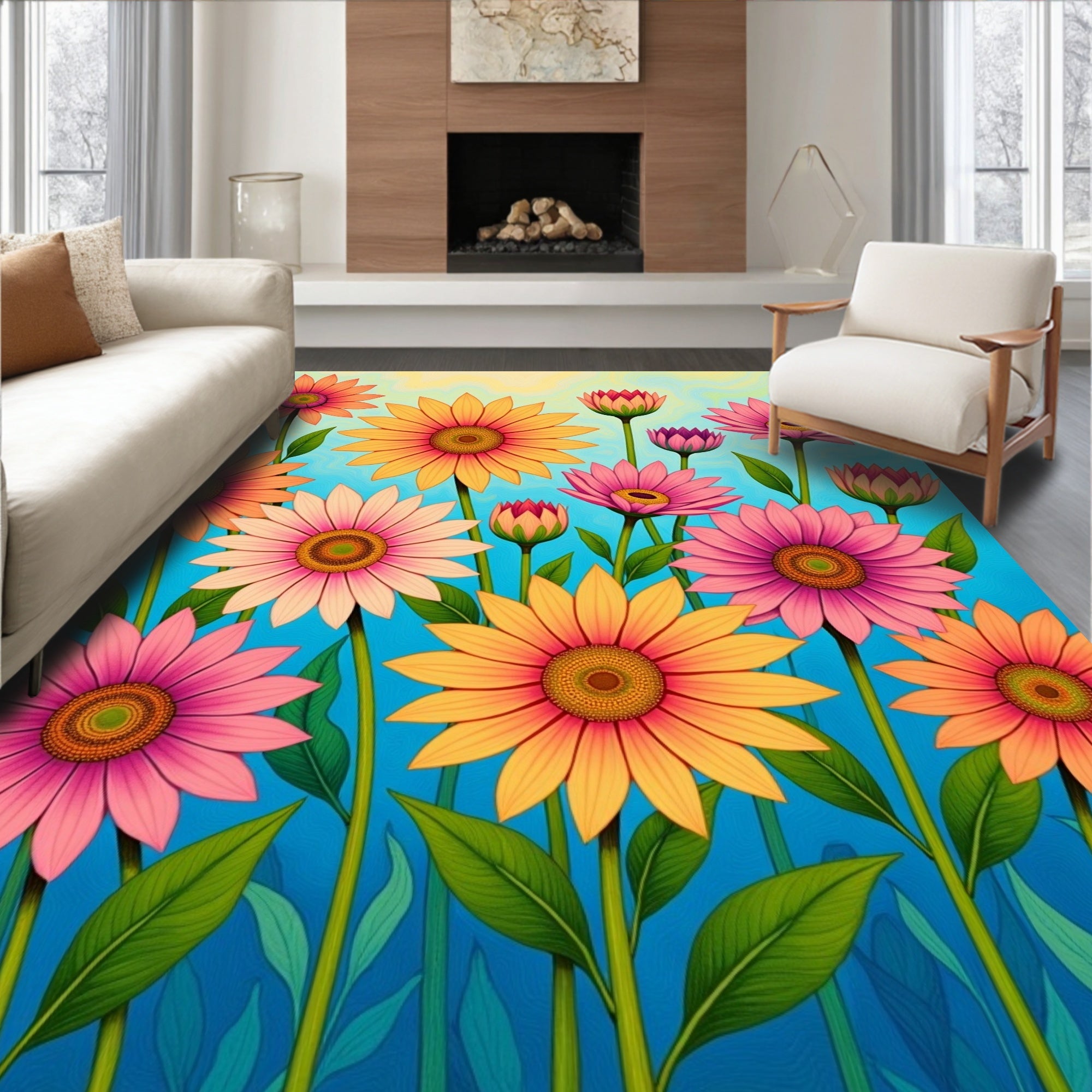 Garden Bloom Floral Pattern Rug