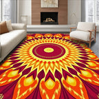 Radiant Sunburst Mandala Pattern Rug