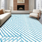 Blue White Geometric Pattern Rug