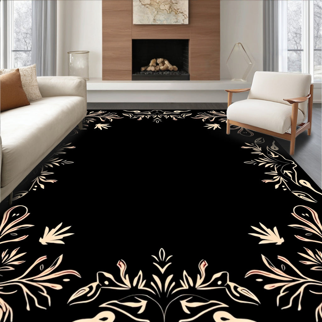 Ornate Floral Border Design Rug