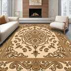 Ornate Scrollwork Golden Frame Rug