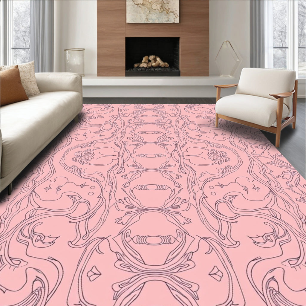 Art Nouveau floral and cameo pattern Rug